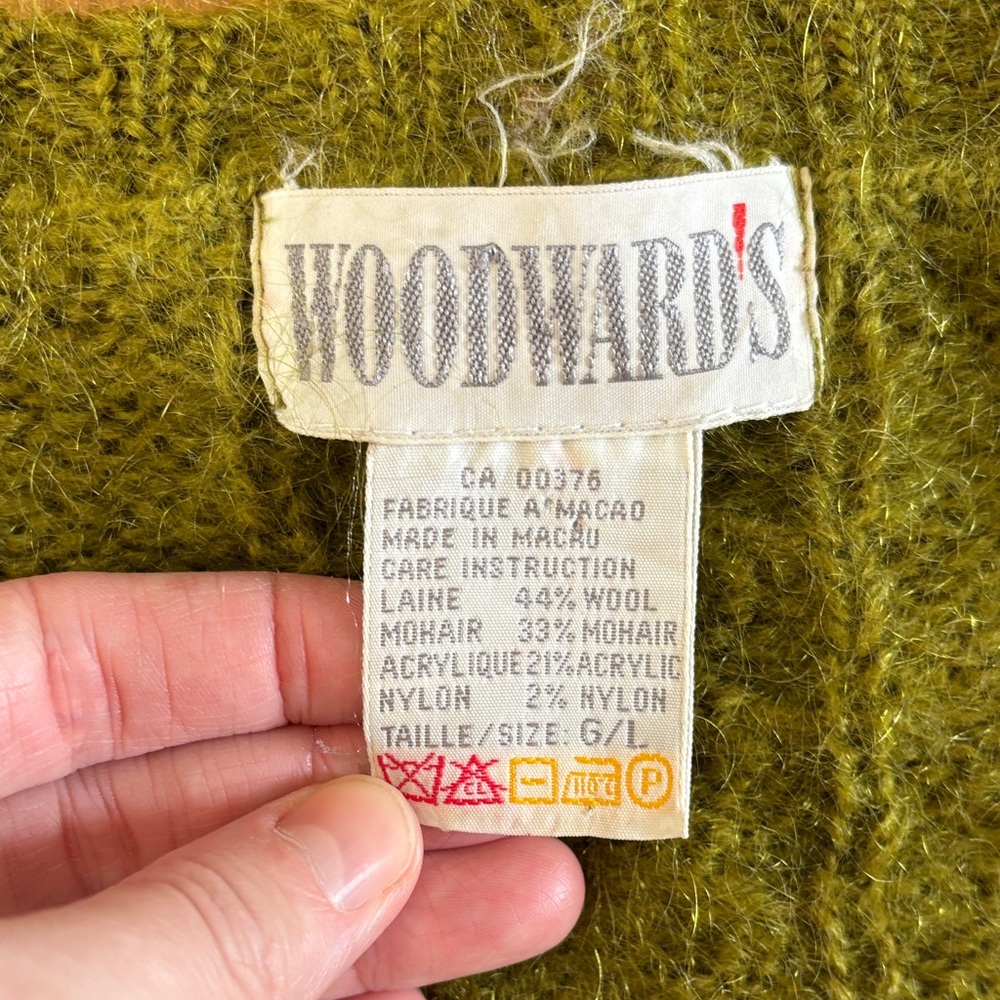 Vintage Woodward’s Green Mohair Cardigan Sweater - Picture 2 of 3